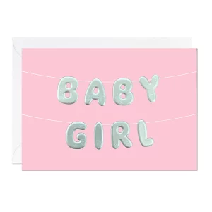 Baby Girl Silver Balloons Card
