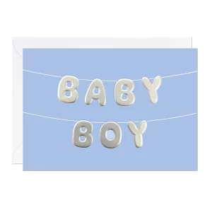 Baby Boy Silver Balloons Card