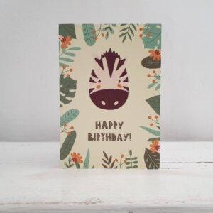 Happy Birthday Zebra Greetings Card