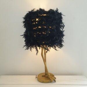 Bird Legged Lamp Black Feather Shade