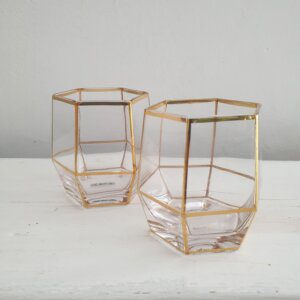Gold Rimmed Tumbler Glasses - Set of 2
