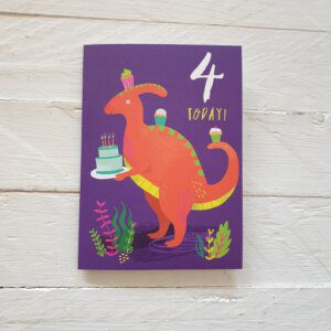 Number Four Dino Card
