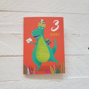 Number Three Dino Card