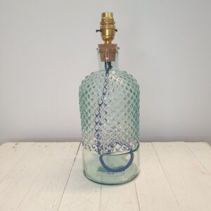 Recycled Glass Diamond Lamp Base Clear