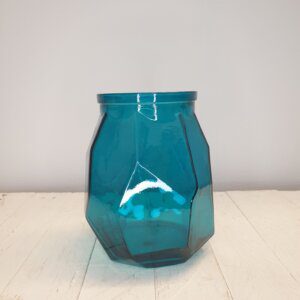Recycled Glass Storage Jar Petrol Blue