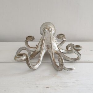 Silver Octopus Candlestick Holder