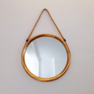 Small Round Gold Mirror on Rope