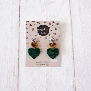 Triple Heart Dangle Earrings by Sapphire Frills