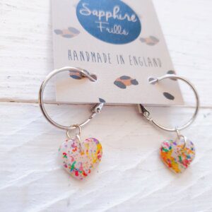 Rainbow Heart Dangle Earrings by Sapphire Frills