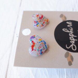 Rainbow Heart Stud Earrings by Sapphire Frills