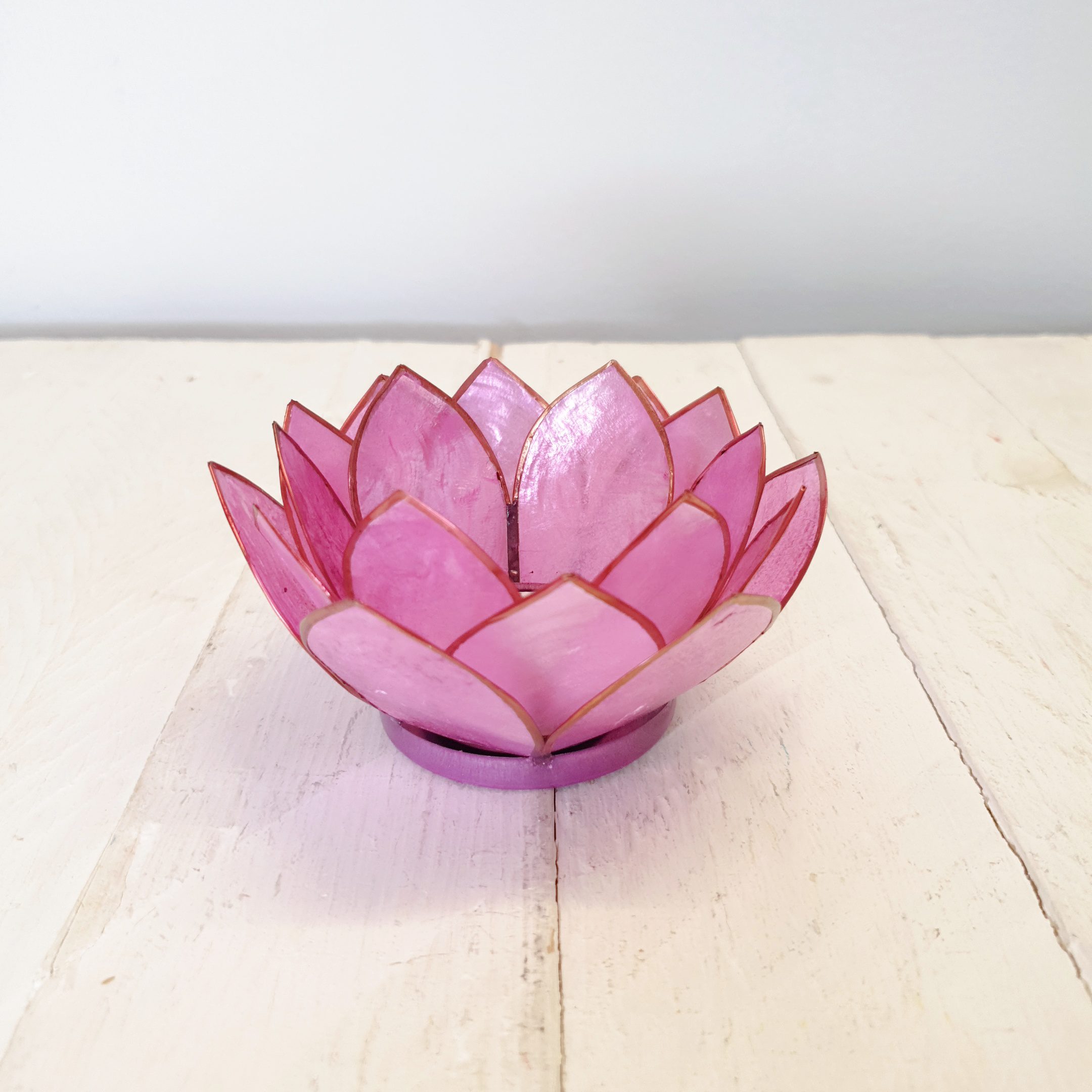 Bright Pink Lotus Flower Tea Light Holder