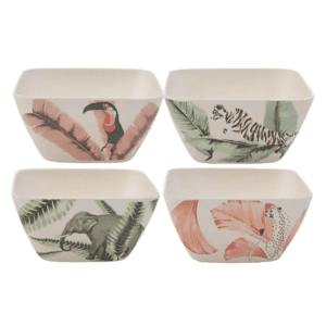 Set Of 4 Animal Bamboo Bowls